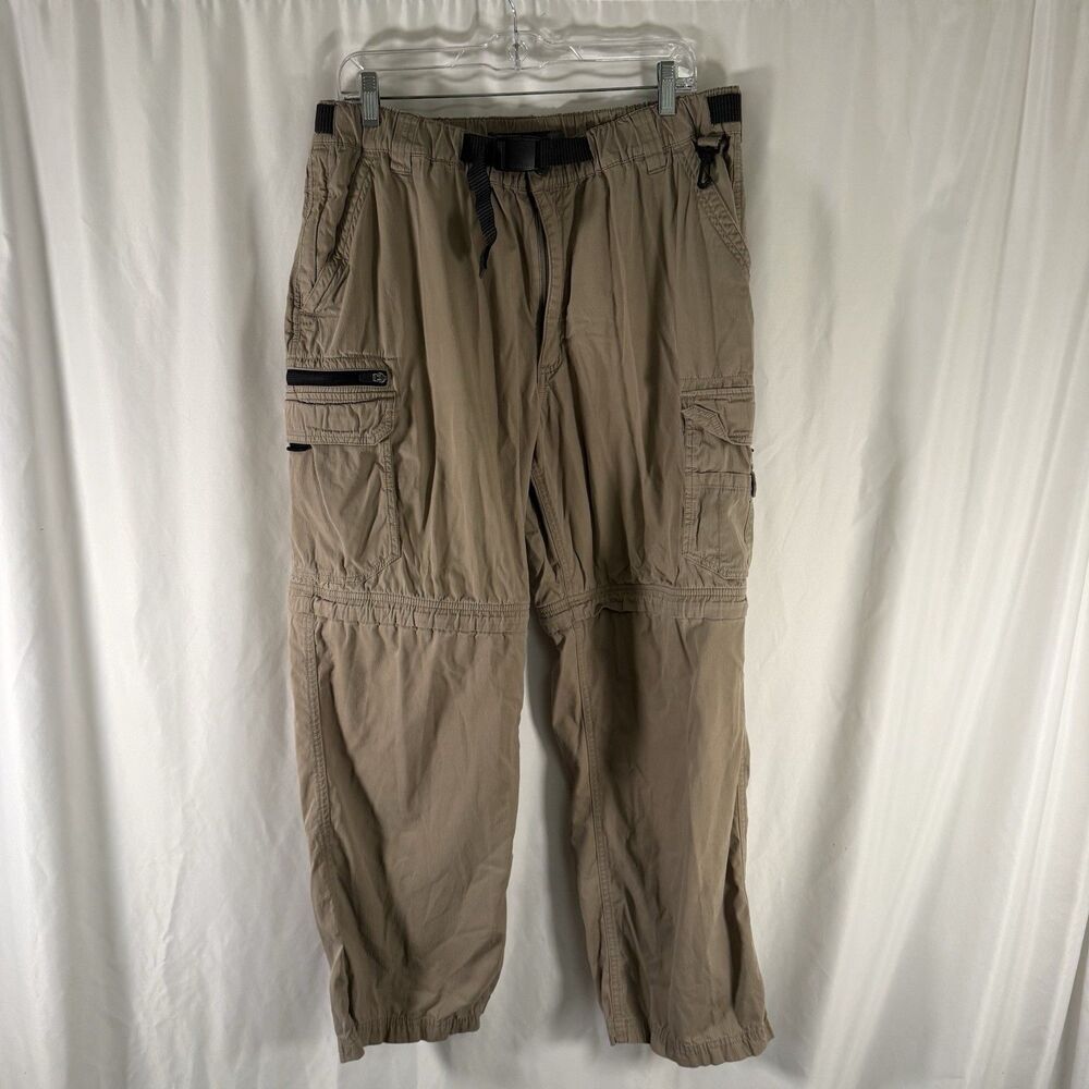 BC Clothing Convertible Cargo Pants Men's Large x 30 Tan Belted Utility
